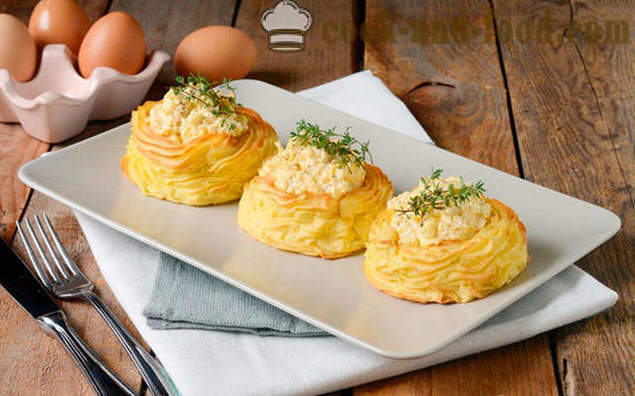 Potato nest of mashed potatoes with fillings