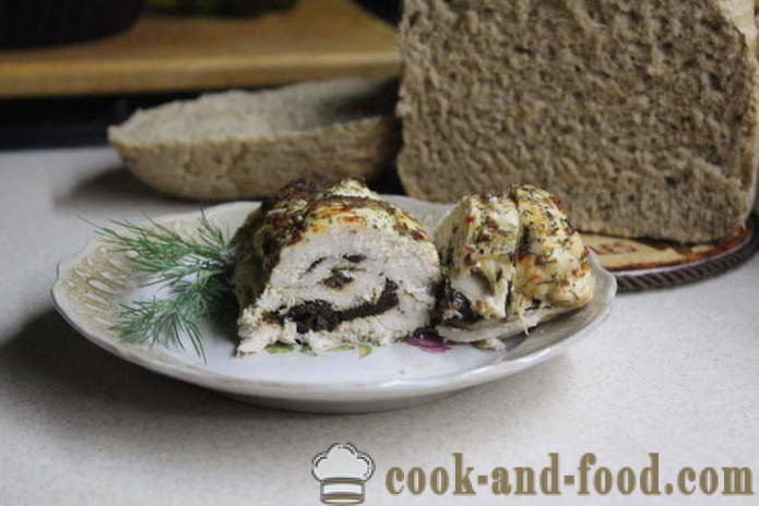 Baked chicken roll in the oven - like baked chicken roll in the oven in foil, with a step by step recipe photos