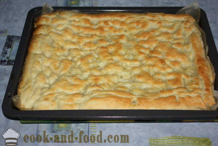 Italian focaccia bread with ginger filling in salt - how to cook Italian focaccia bread at home, step by step recipe photos