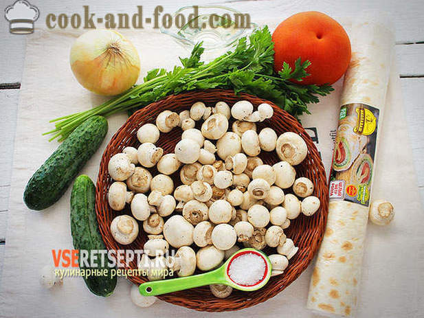 Pita bread with vegetables and mushrooms recipe