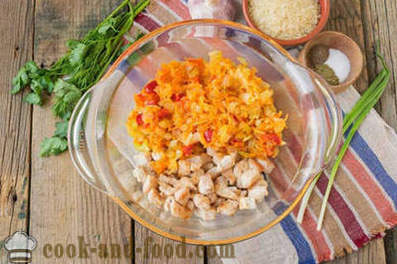 Vegetable casserole with rice and chicken