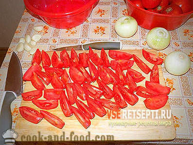 Sweet salad of red tomatoes in winter
