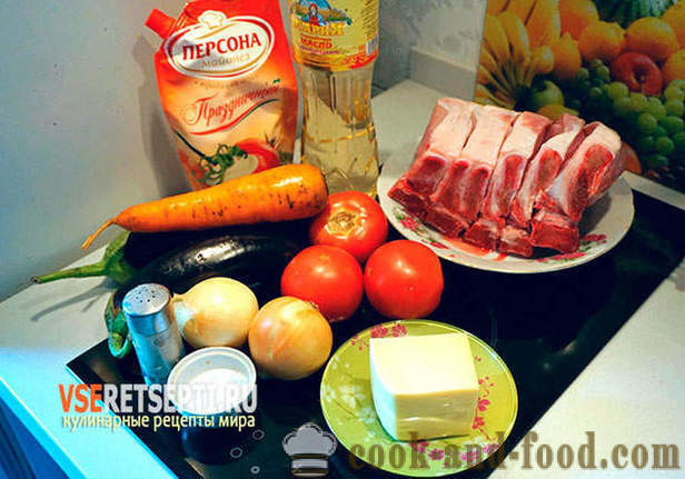 Pork steak with vegetables and cheese in the oven