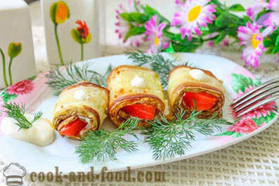 Recipe zucchini rolls with tomatoes and chicken