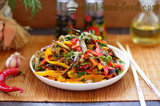 Recipe salad of eggplant and vegetables in Korean