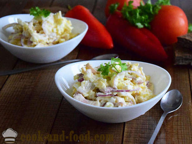 Squid salad with cheese and eggs