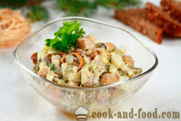 Salad with herring and mushrooms