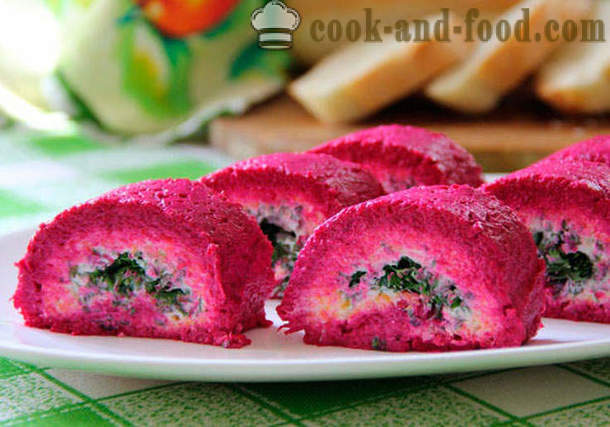 Beet rolls with cheese and herbs