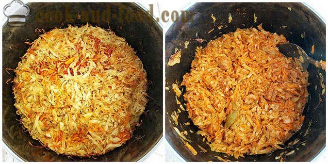 Braised cabbage with meat in the oven