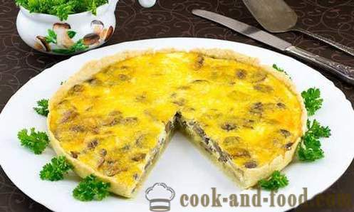 Open pie with mushrooms and cheese