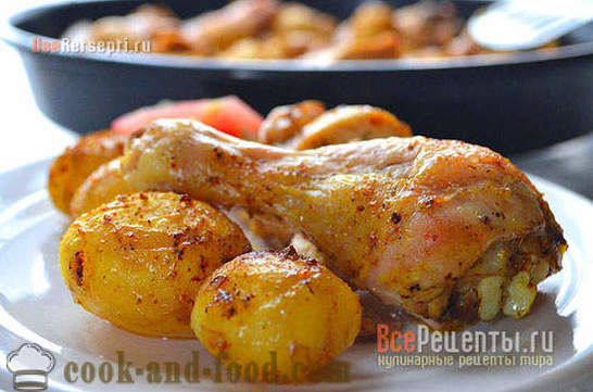 Chicken legs with potatoes in the oven