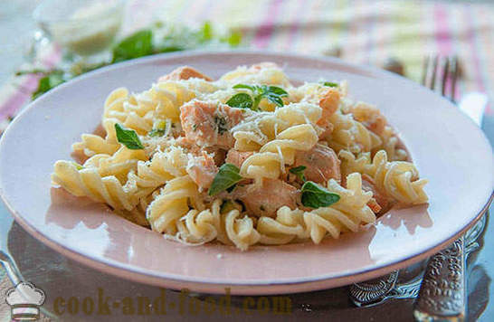 Pasta with seafood and zucchini in a creamy sauce