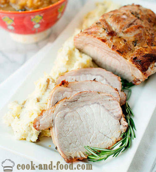Grilled pork loin baked in the oven