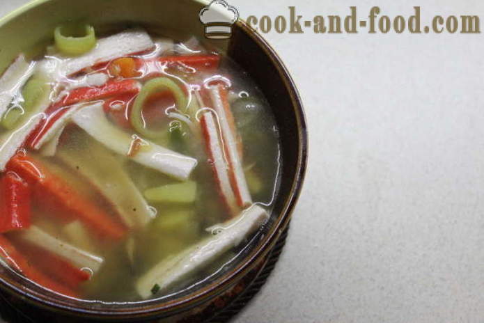 Soup with crab sticks and vegetables - how to cook with crab sticks, a step by step recipe photos m