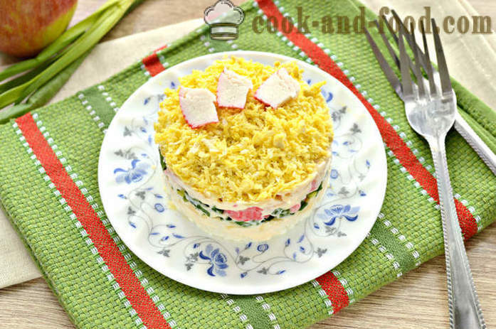Layered crab salad with apple - how to cook a delicious salad of crab sticks, a step by step recipe photos