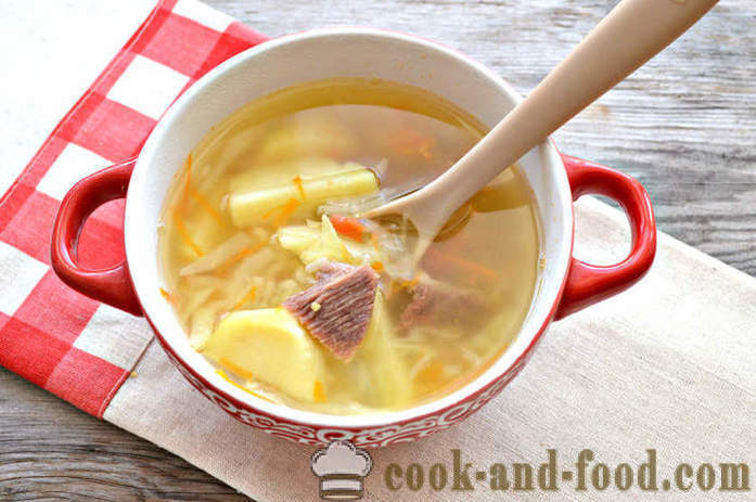 Fresh cabbage soup with meat and rice - how to cook meat soup, a step by step recipe photos