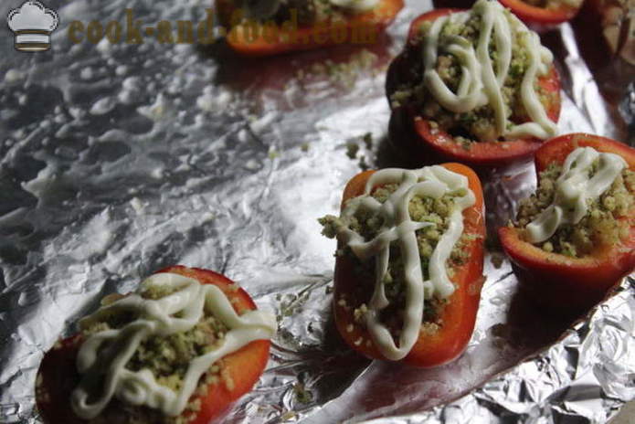 Stuffed peppers with minced meat with chopped celery - like baked stuffed peppers in the oven, with a step by step recipe photos