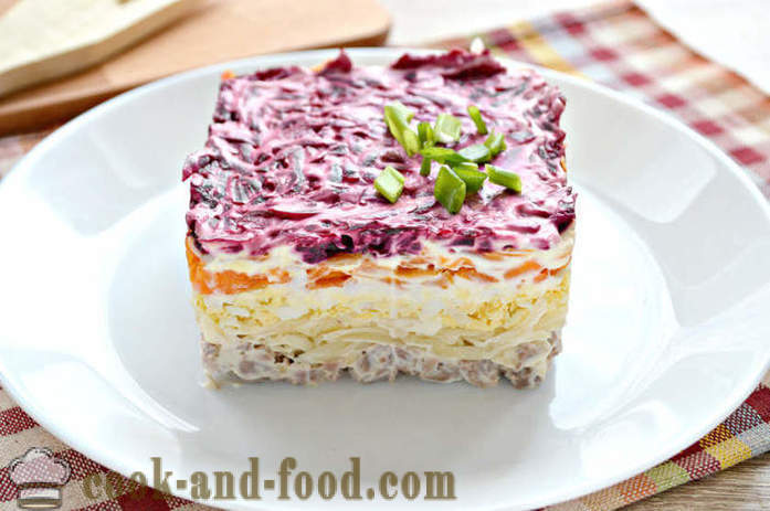 Layered salad with beef General - General how to make a salad of beets, a step by step recipe photos