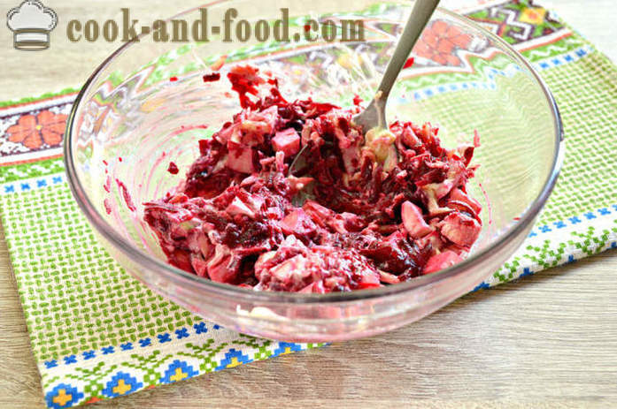 Beet salad with cheese and eggs - a step by step recipe photos