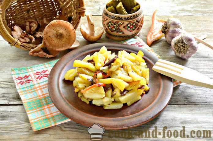 Fresh mushrooms fried with potatoes - how to fry mushrooms with potatoes in a frying pan, a step by step recipe photos