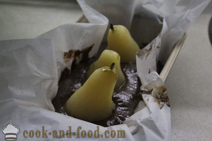 Chocolate cake with whole pears - how to make a chocolate cake with pear home, step by step recipe photos