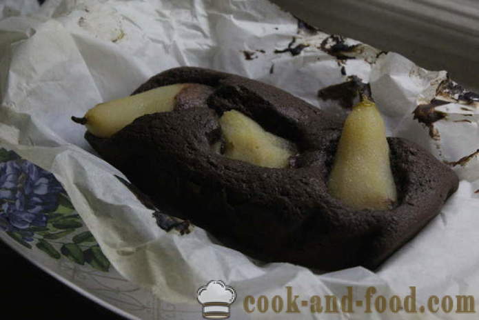 Chocolate cake with whole pears - how to make a chocolate cake with pear home, step by step recipe photos