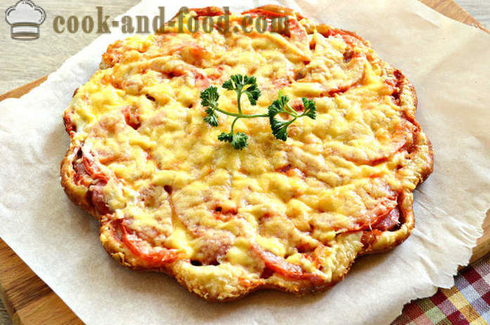 Homemade pizza on a batter without yeast - how to prepare a quick pizza in a pizzeria, a step by step recipe photos