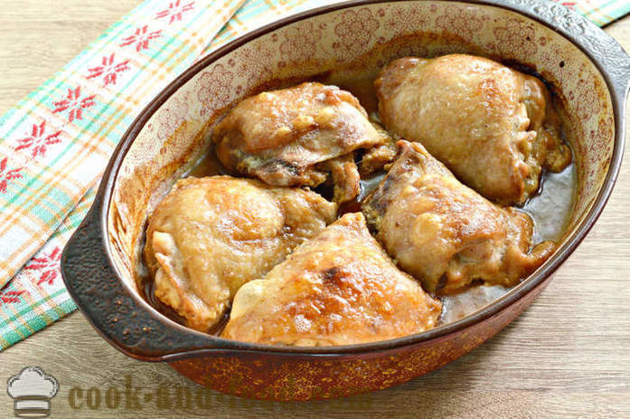 Chicken thighs in the oven - how to cook the chicken thighs in mayonnaise and soy sauce, a step by step recipe photos