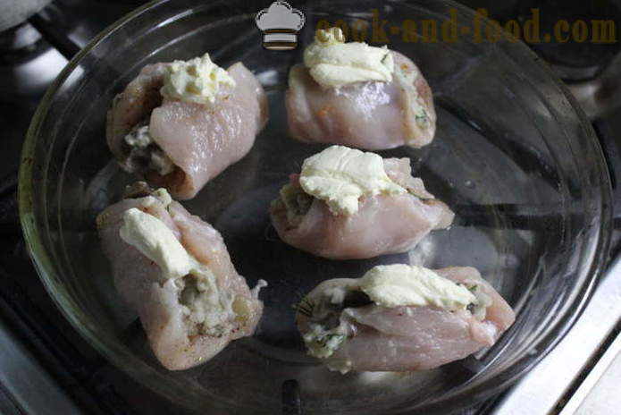 Rolled chicken breast stuffed with mushrooms and potatoes - how to make rolls of chicken, with a step by step recipe photos