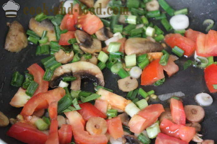 Pasta with tomatoes, basil and mushrooms - how to cook a mushroom pasta with basil and tomatoes, a step by step recipe photos
