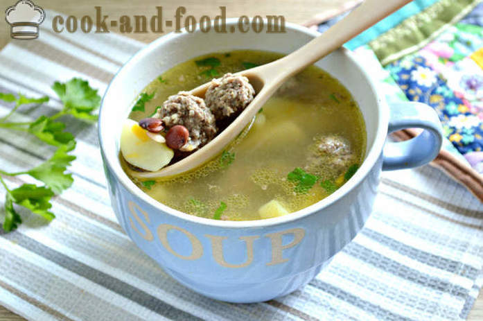 Bean soup with meatballs and potatoes - how to cook bean soup with red beans, a step by step recipe photos
