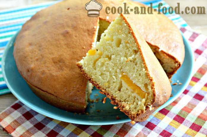 Jellied apricot Cake on kefir - a simple and fast, how to bake apricot pie in the oven, a step by step recipe with photos