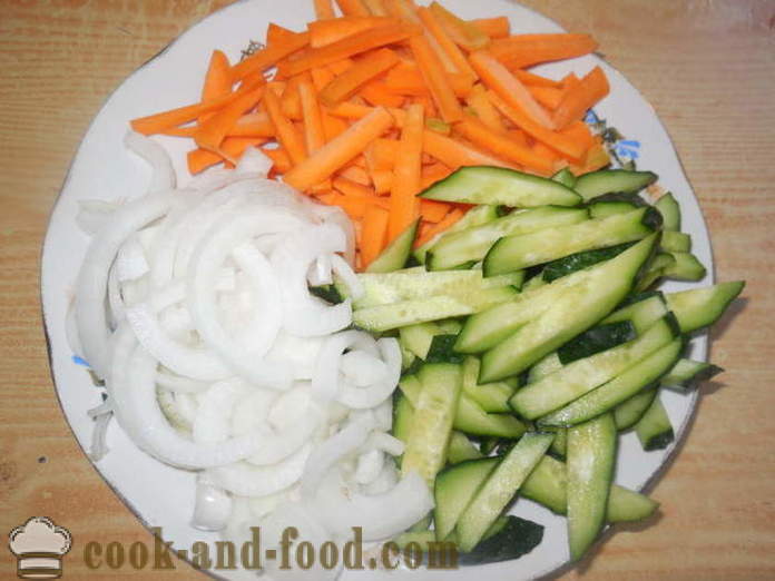 Salad with meat in Korean with cucumbers and carrots - how to cook the meat in Korean, a step by step recipe photos