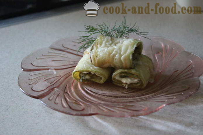 Rolls of zucchini stuffed with - how to cook delicious fried zucchini in the pan, a step by step recipe photos