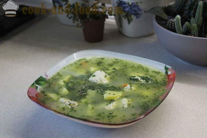 Spinach soup with cream and dumplings - how to cook soup with spinach frozen, step by step recipe photos
