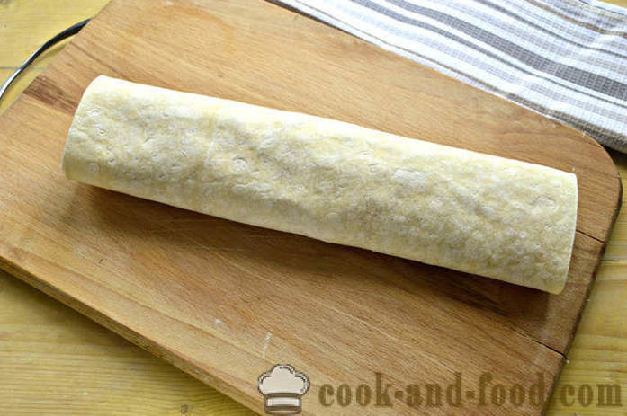Appetizer of pita bread with sausage - how to make pita bread roll stuffed with sausage, a step by step recipe photos