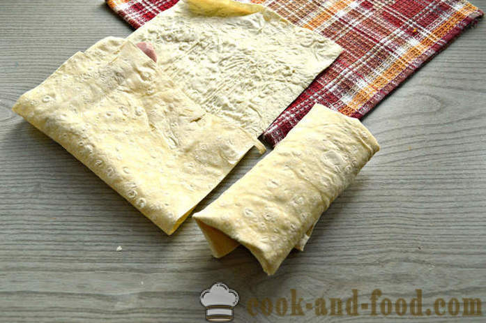 Sausages in pita bread with cheese and mayonnaise - how to make sausage in pita bread, a step by step recipe photos