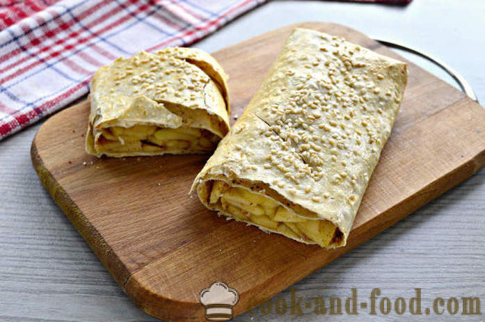 Apple strudel lavash - how to cook strudel of pita in the oven, with a step by step recipe photos