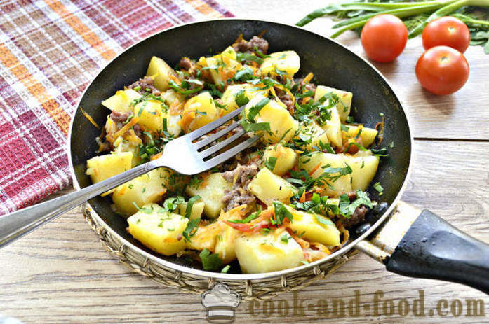 Potatoes stewed with meat and vegetables - how to cook delicious potatoes in a frying pan, a step by step recipe photos
