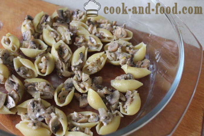 Stuffed pasta-shells with minced mushrooms - how to make stuffed pasta-shells in the oven, with a step by step recipe photos