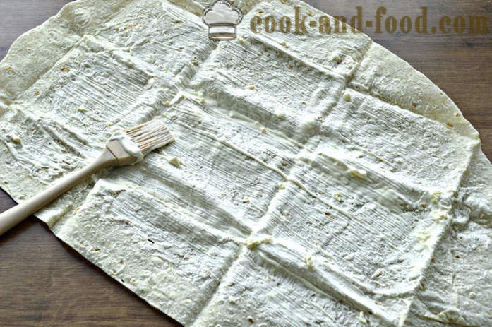 Envelopes of pita with cheese and herbs - how to make envelopes from lavash with cheese, a step by step recipe photos