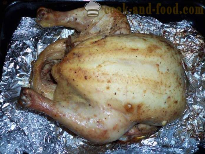 A whole chicken in the oven in a foil - like a delicious baked chicken in the oven whole, a step by step recipe photos