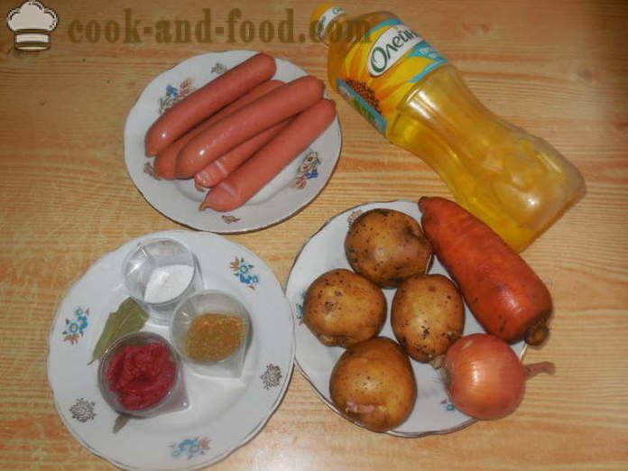 Solyanka with sausages and potatoes in multivarka - how to cook a delicious sausage with potatoes, a step by step recipe photos