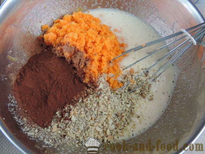 The easiest chocolate carrot cake with vegetable oil - how to cook carrot cake in the oven, with a step by step recipe photos