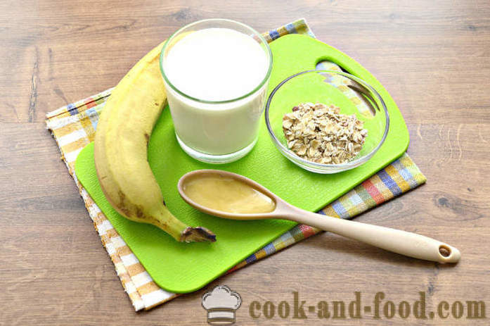 Banana smoothie with oat flakes - how to make a banana smoothie with milk and oatmeal in a blender, a step by step recipe photos