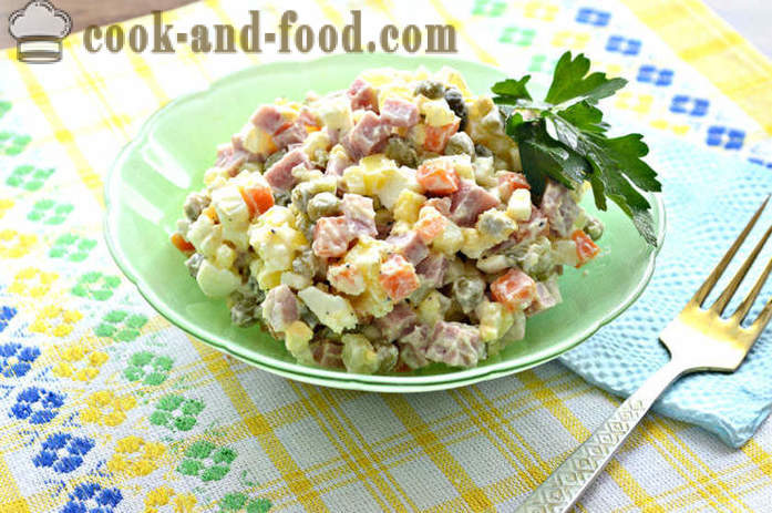 Salad with chopped sausage and sour cream - how to cook Olivier, a step by step recipe photos