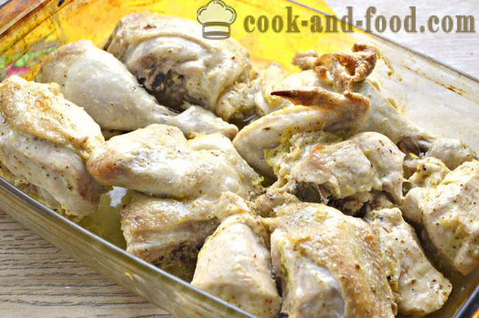 The chicken pieces in the oven - like baked chicken in mayonnaise, a step by step recipe photos