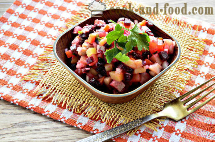 Simple vegetable salad with herring - how to make a vinaigrette with herring, a step by step recipe photos