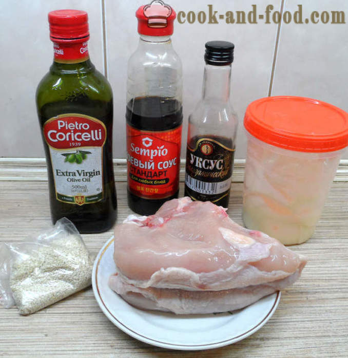 Delicious chicken with sesame and soy sauce - both delicious to cook chicken in the oven, with a step by step recipe photos
