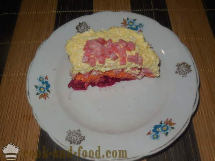 Layered salad in the Year of the Dog - How to decorate a salad on the year of the Dog, a step by step recipe photos